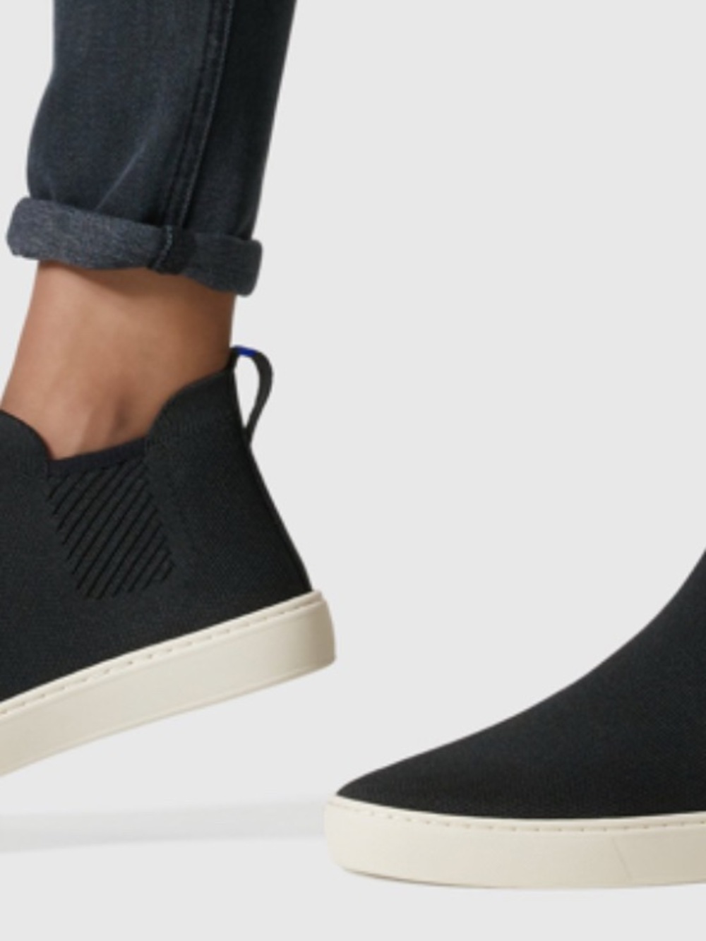 NIB Rothy's Black Knit Ankle Booties with Cream Sole
